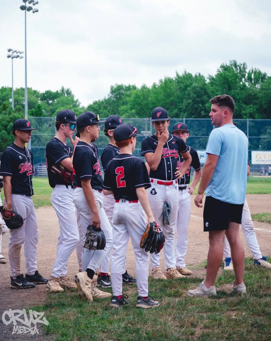 FB Braves coach working with players during development